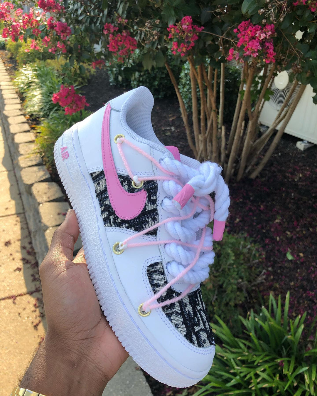 Hand Painted Pink Custom Air Force 1 Sneakers