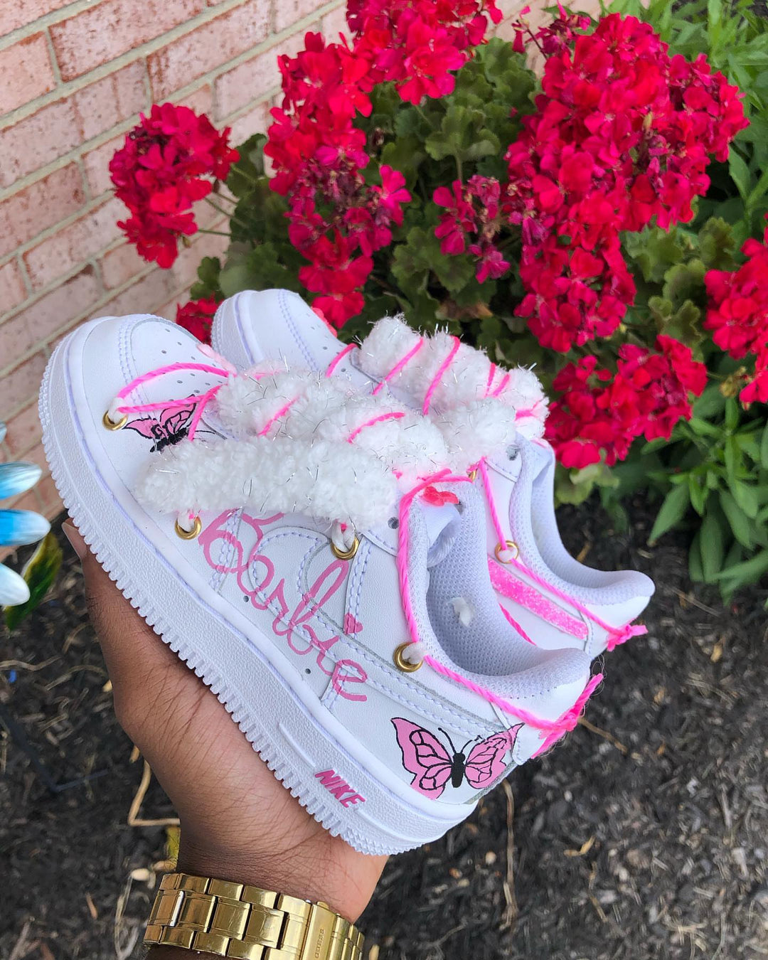 Hand Painted Pink Barbie Custom Air Force 1 Sneakers
