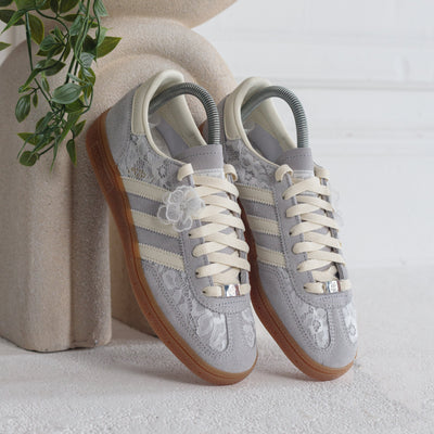 Custom Adidas Gray Beige Openwork Lace