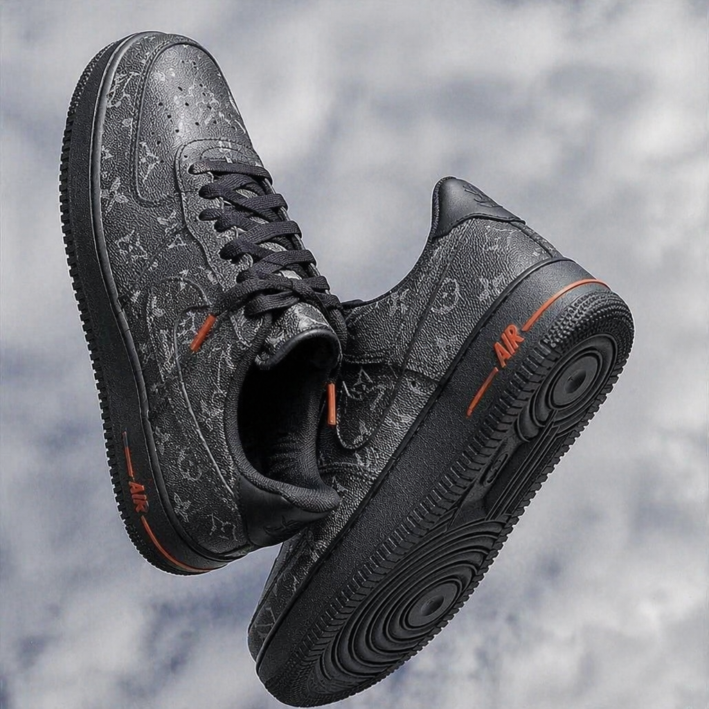 Hand Painted Custom Black Air Force 1 Sneakers