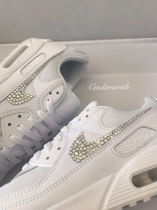 Bling Rhinestone All White Bridal Custom Air Force 1, Custom Wedding Sneakers for Brides