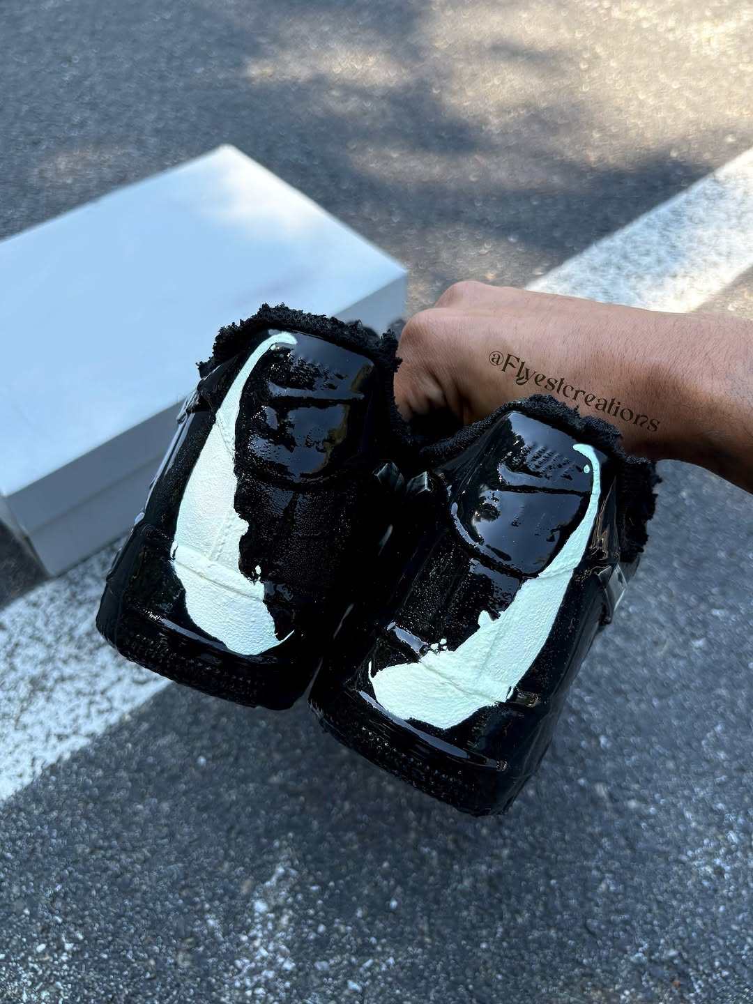 Black Venom Hand Painted Custom Air Force 1 Sneakers