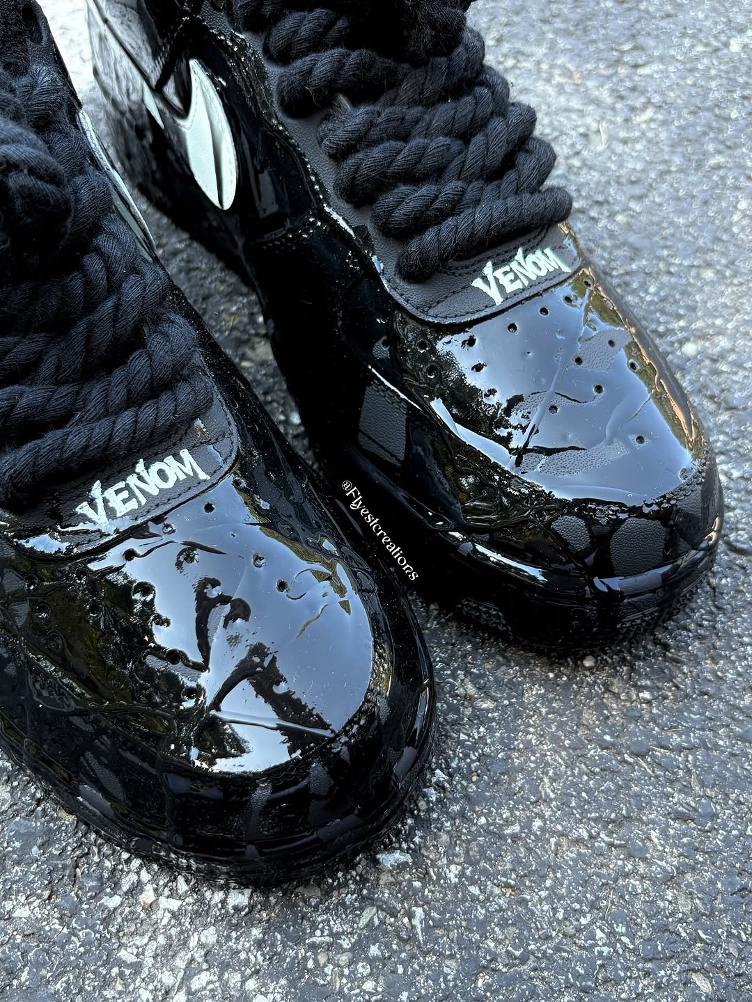 Black Venom Hand Painted Custom Air Force 1 Sneakers
