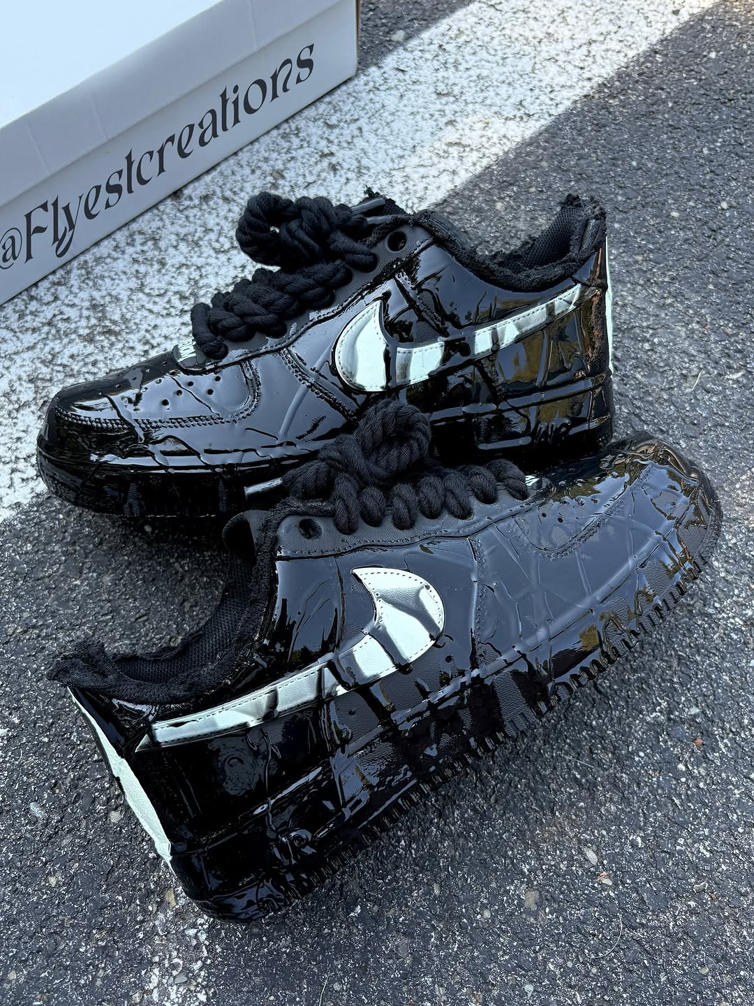 Black Venom Hand Painted Custom Air Force 1 Sneakers