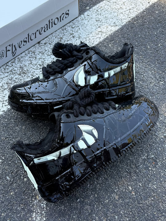 Black Venom Hand Painted Custom Air Force 1 Sneakers