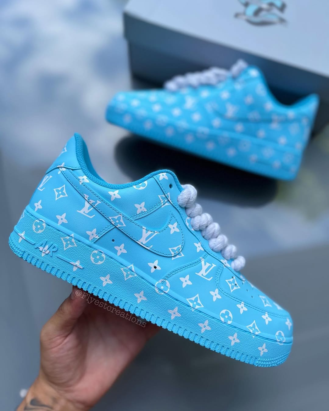 Hand Painted Baby Blue Custom Air Force 1 Sneakers