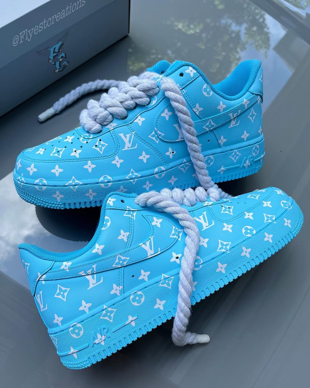 Hand Painted Baby Blue Custom Air Force 1 Sneakers