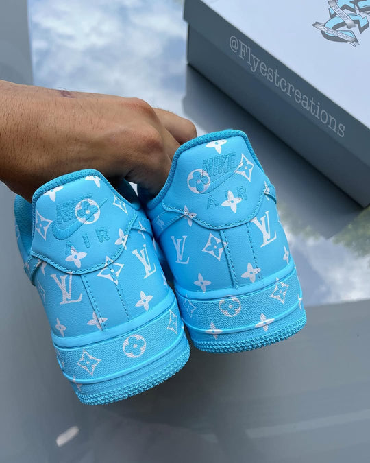 Hand Painted Baby Blue Custom Air Force 1 Sneakers