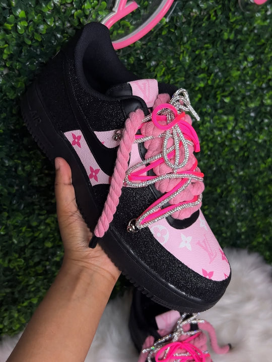 Hand Painted Pink Black Custom Air Force 1 Sneakers
Glitter Pink Bunny Hand Painted Custom Air Force 1 Sneakers