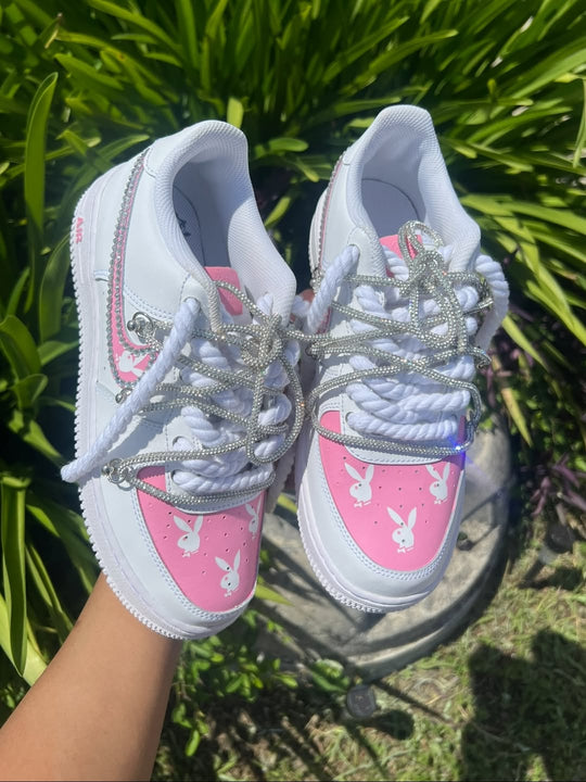 Custom Pink Hand Painted Air Force 1 Sneakers
