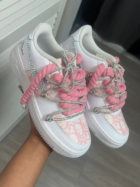 Custom Pink Hand Painted Air Force 1 Sneakers