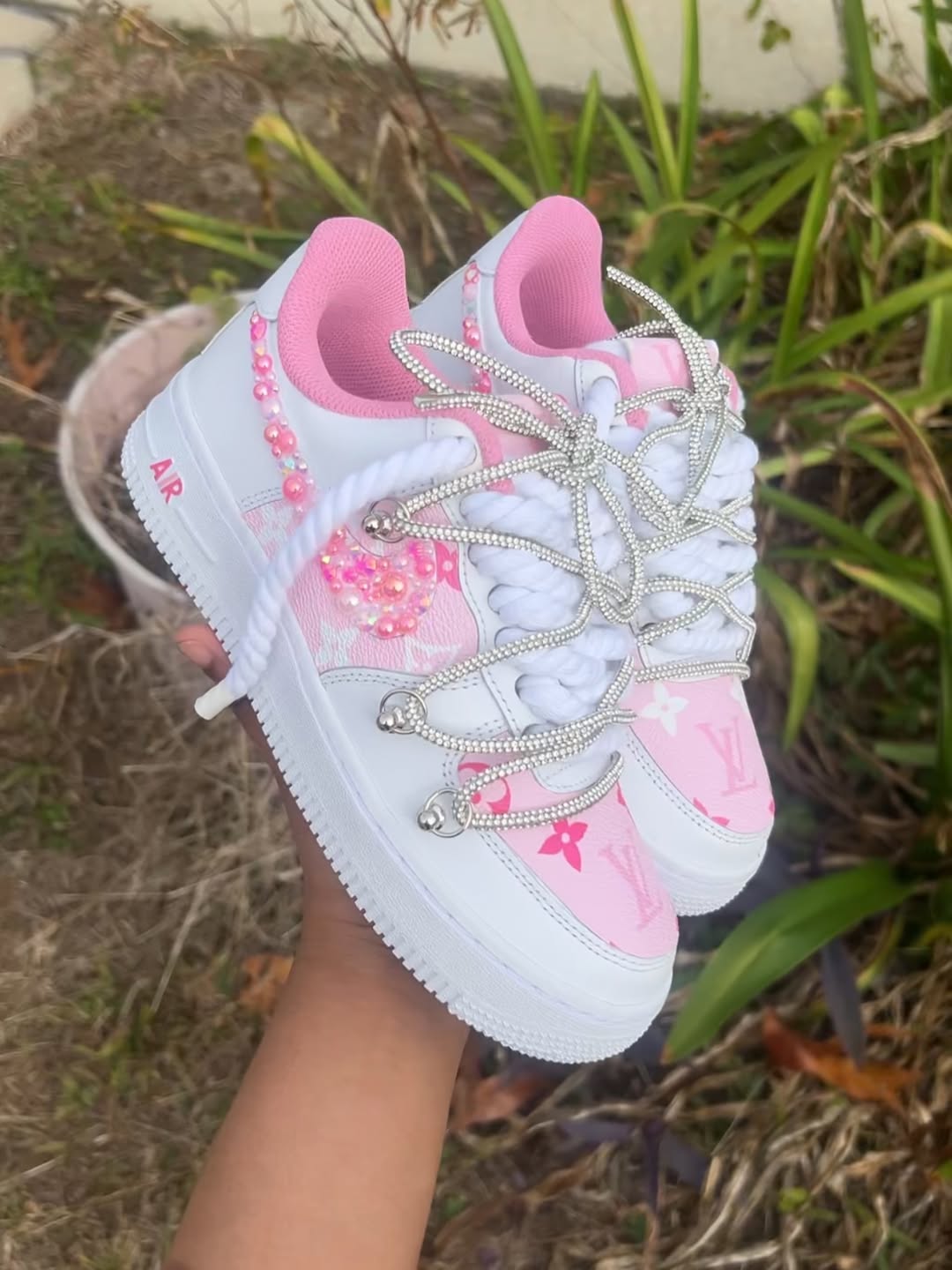 Custom Pink Hand Painted Air Force 1 Sneakers