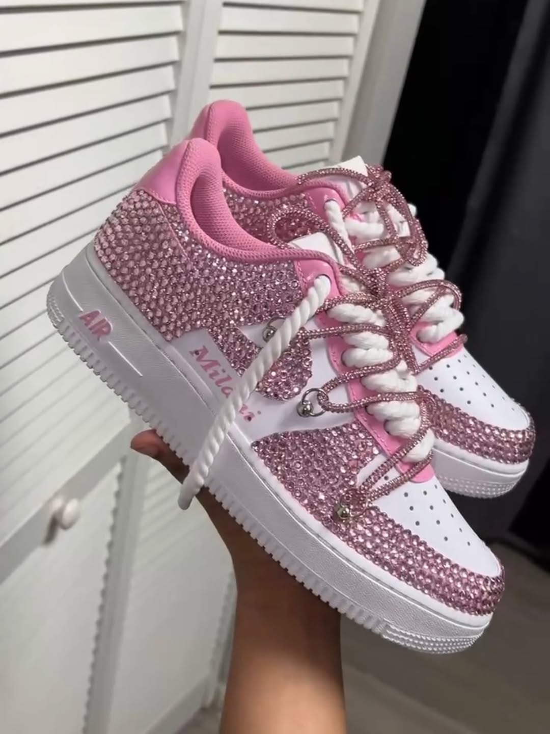 Custom Pink Hand Painted Air Force 1 Sneakers