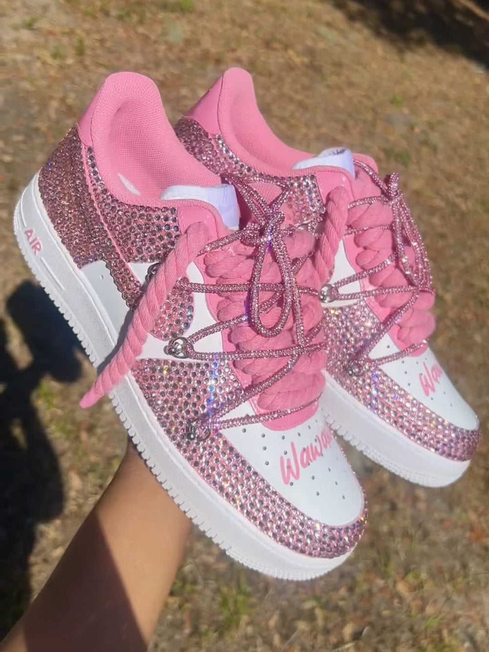 Custom Pink Hand Painted Air Force 1 Sneakers