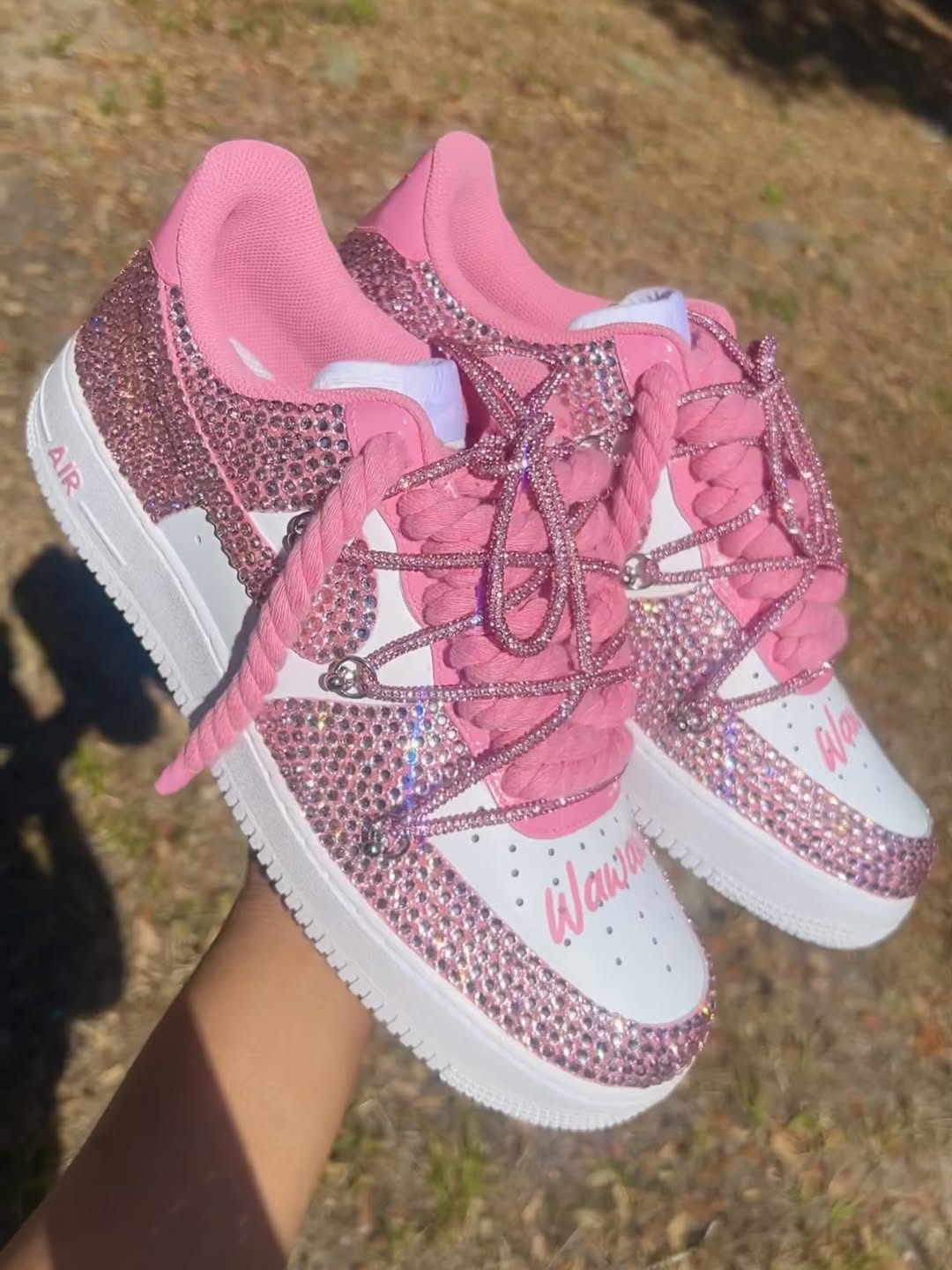 Custom Pink Hand Painted Air Force 1 Sneakers