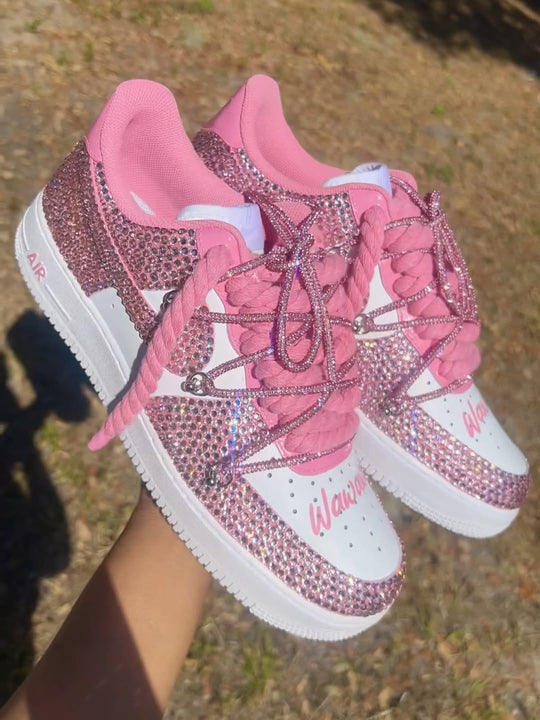 Custom Pink Hand Painted Air Force 1 Sneakers