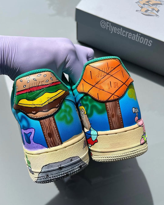 Hand Painted SpongeBob Custom Air Force 1 Sneakers