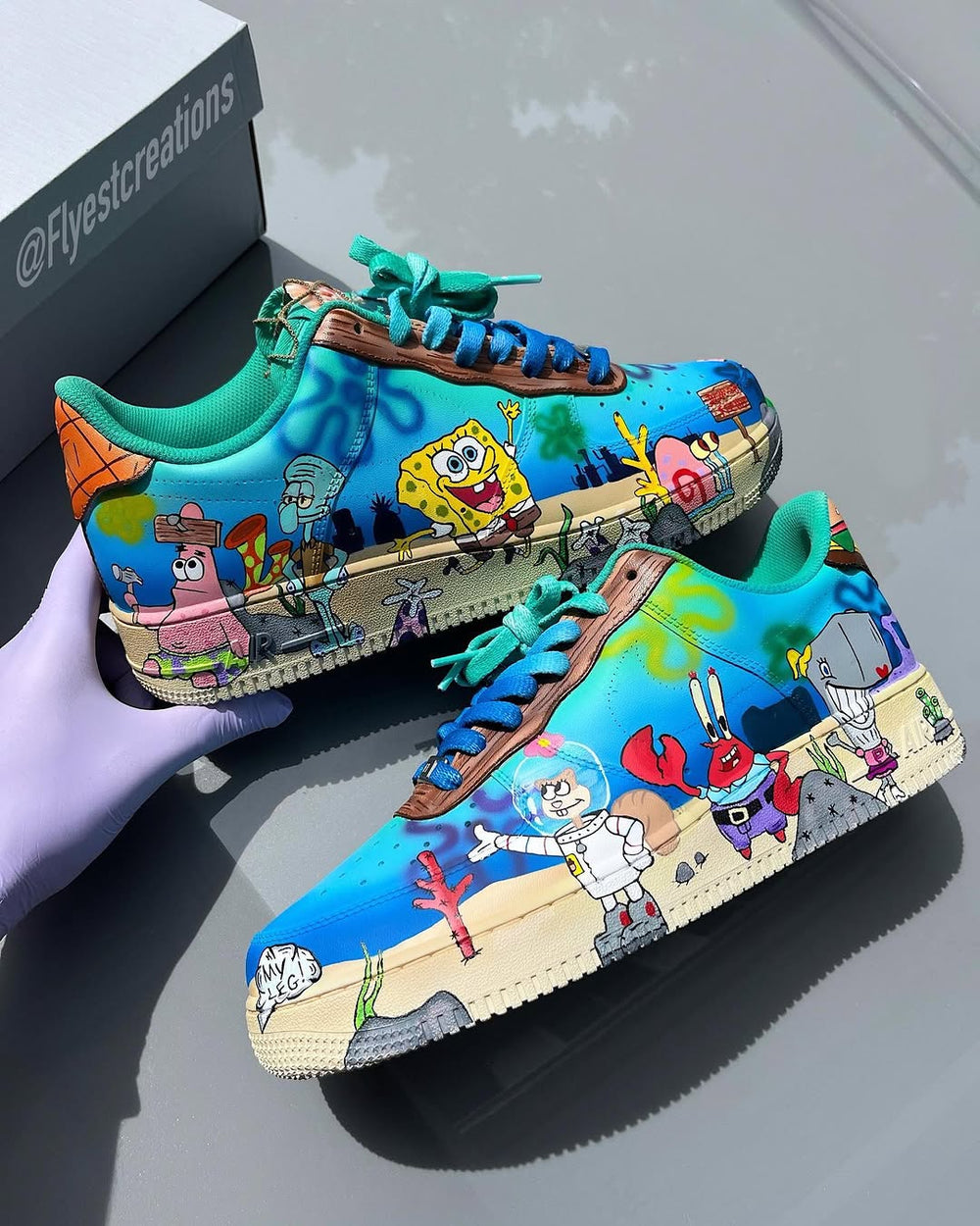 Hand Painted SpongeBob Custom Air Force 1 Sneakers