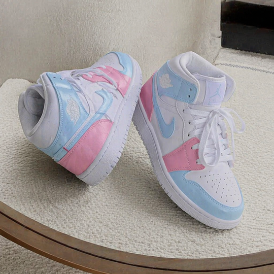 Hand Painted Pastel Air Jordan 1 Mid Custom Sneakers