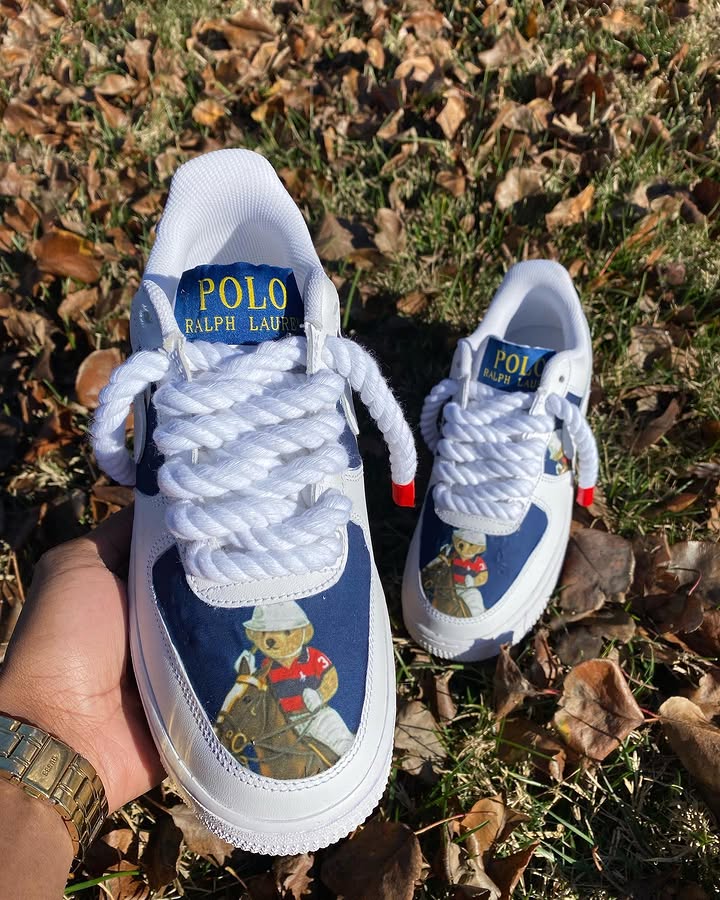Hand Painted Polo Bear Custom Air Force 1 Sneakers
