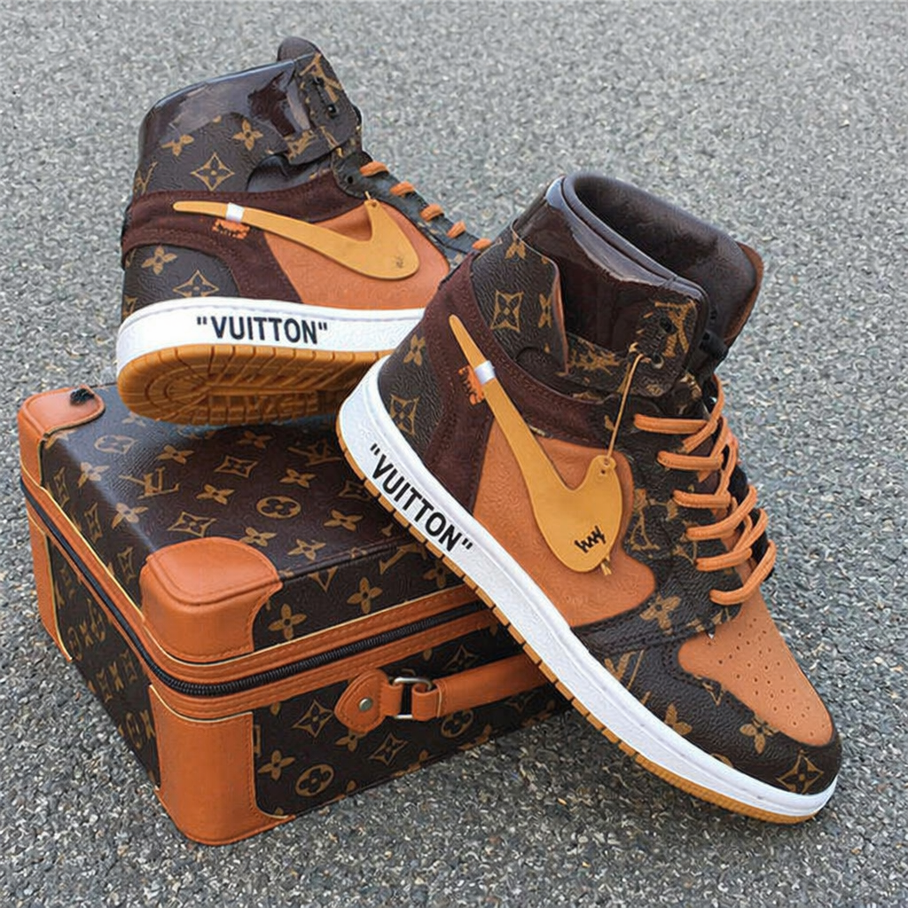 Hand Painted Custom Brown Air Jordan 1 Sneakers