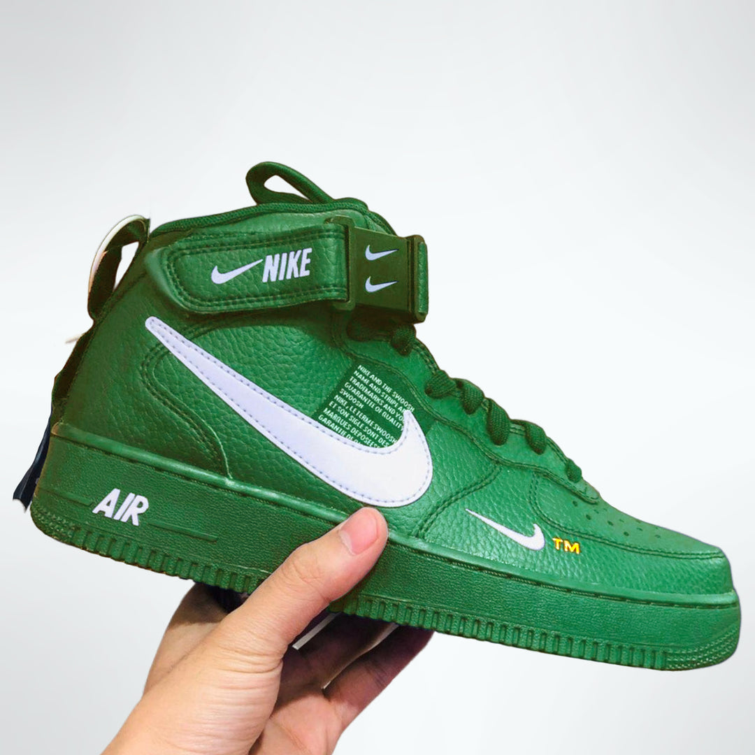 Custom Air Force 1 Green White Fonts Mid