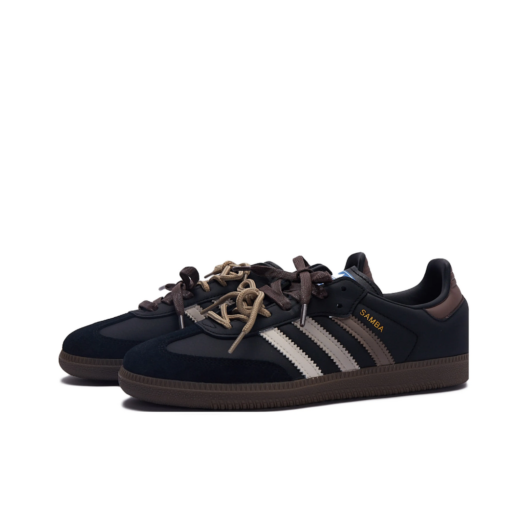 Adidas Samba - Custom GAT Shoes Black White Brown Stripes