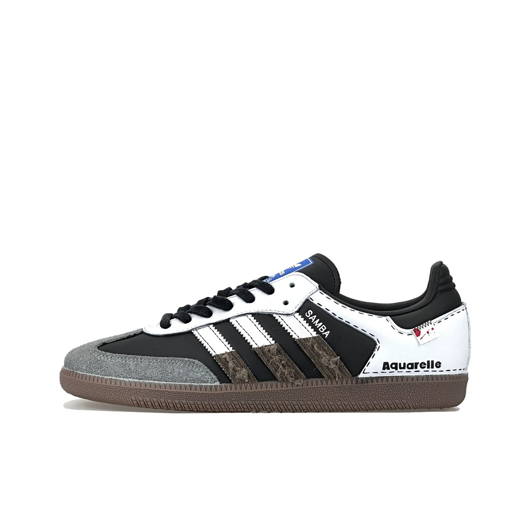 Adidas Samba - Custom GAT Shoes Black White Grey Brown