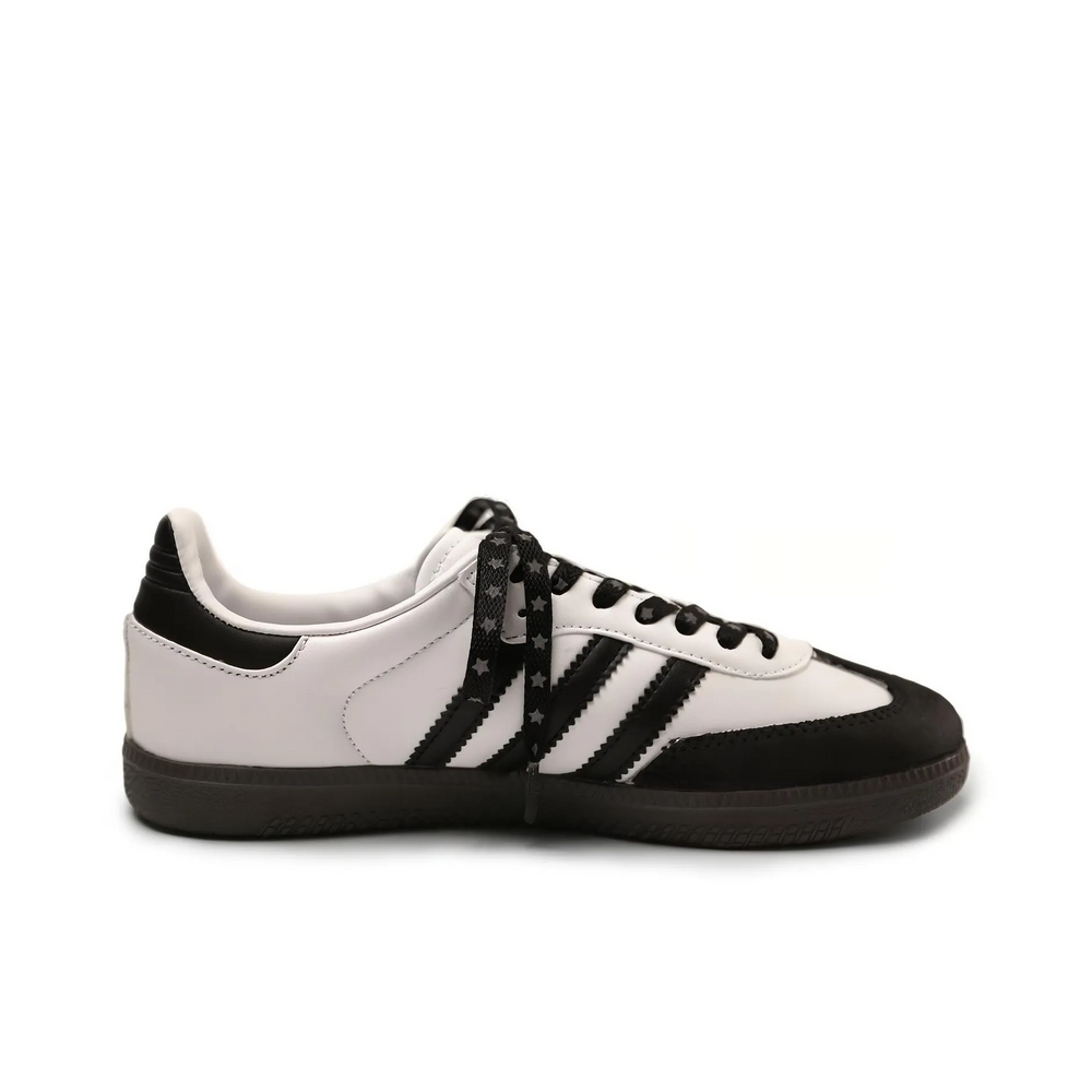 Adidas Samba - Custom GAT Shoes Black White Star Laces