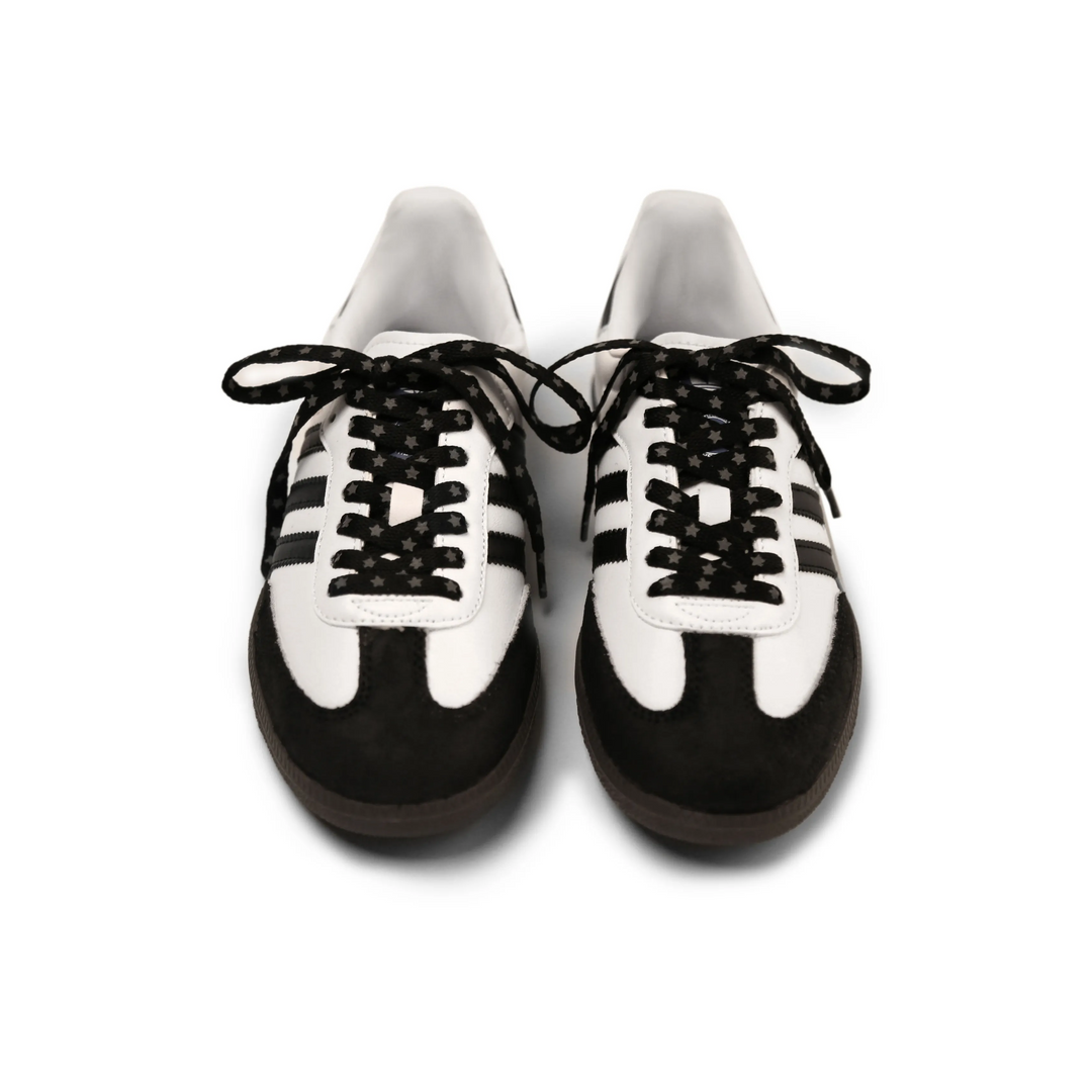 Adidas Samba - Custom GAT Shoes Black White Star Laces