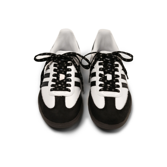 Adidas Samba - Custom GAT Shoes Black White Star Laces