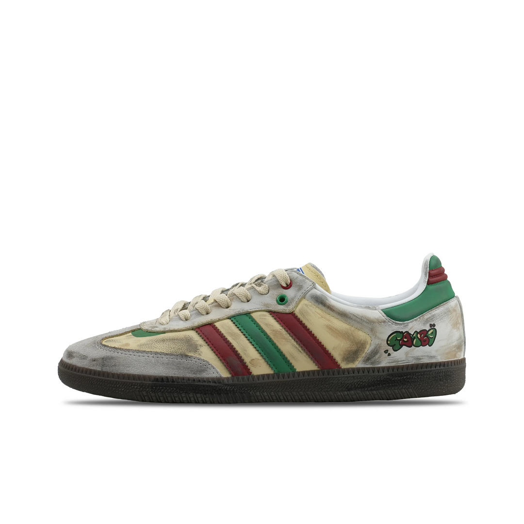 Adidas Samba - Custom GAT Shoes Gray Green Red Stripes