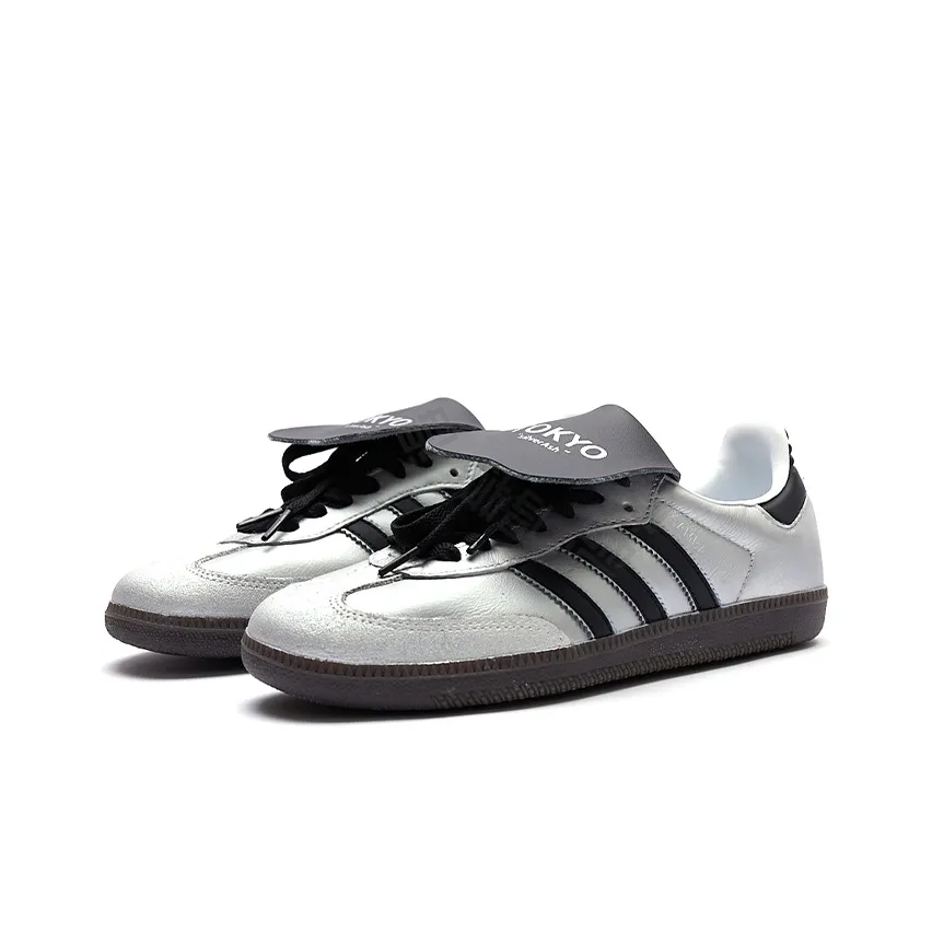 Adidas Samba - Custom GAT Shoes Silver Black Tokyo Pattern