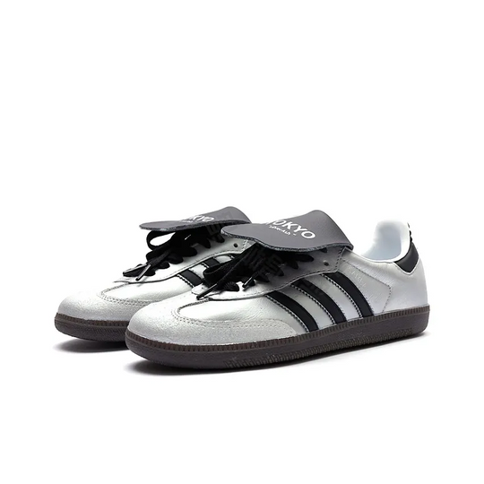Adidas Samba - Custom GAT Shoes Silver Black Tokyo Pattern