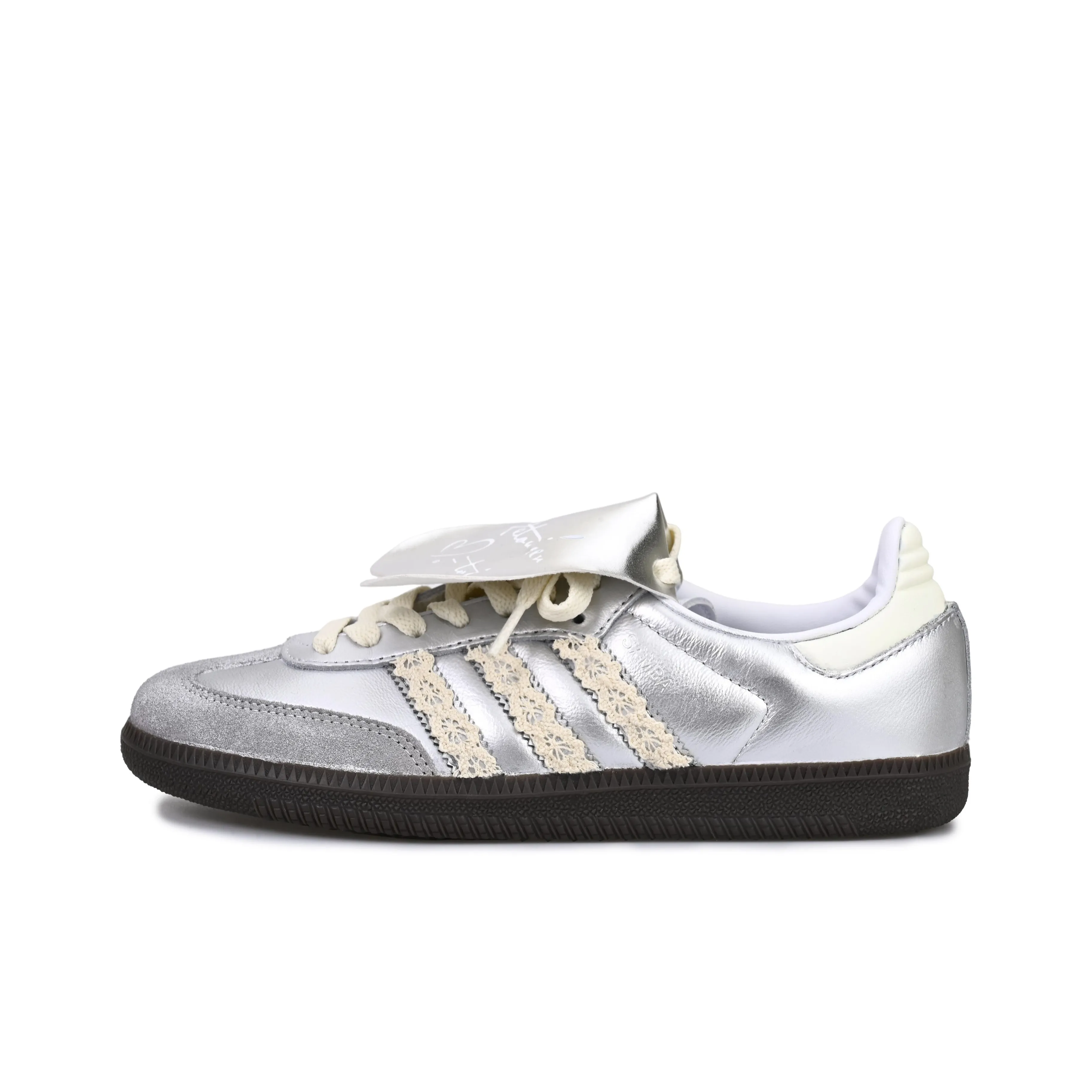 Adidas Samba - Custom GAT Shoes Silver Lace