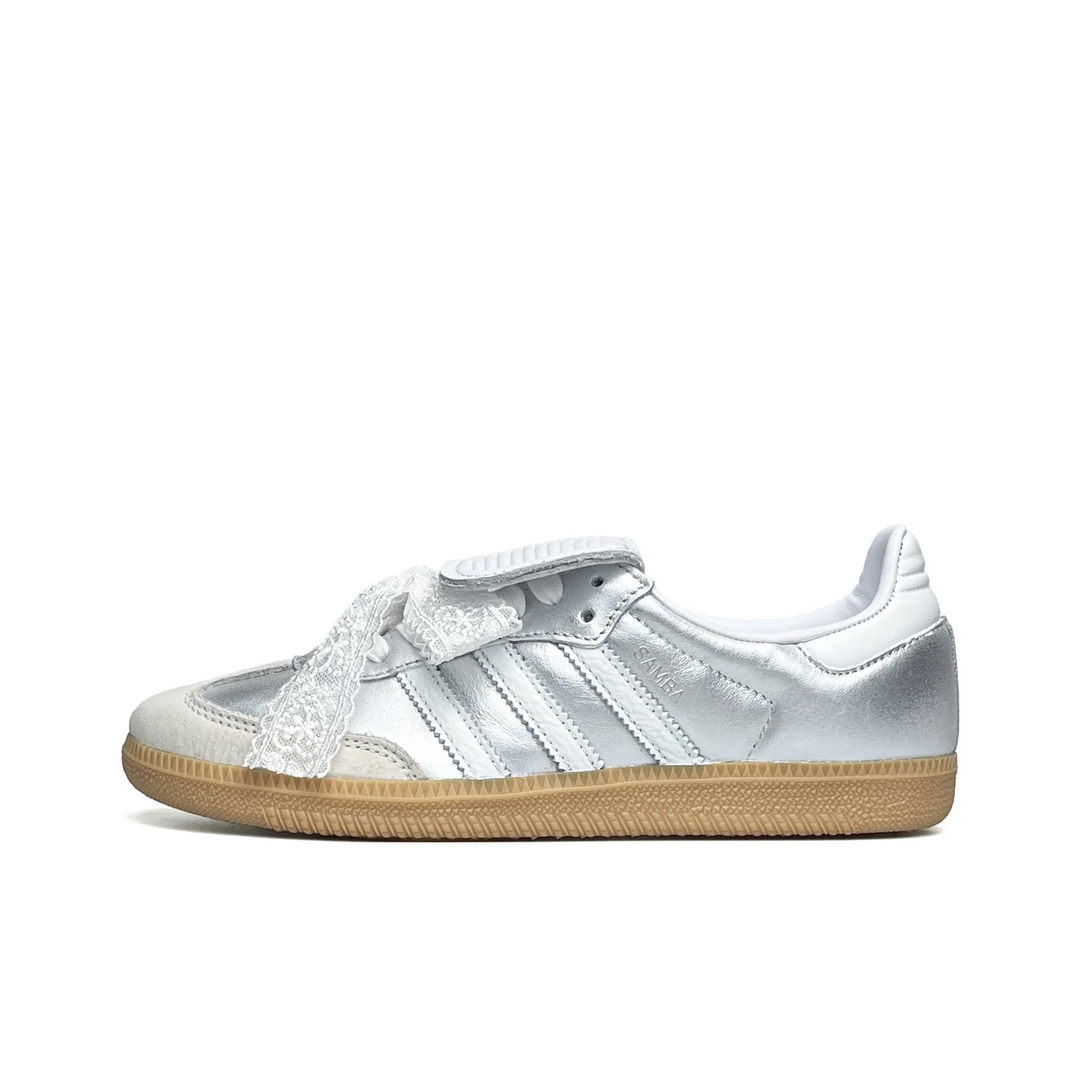 Adidas Samba - Custom GAT Shoes Silver Lace Detail