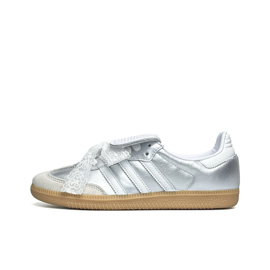 Adidas Samba - Custom GAT Shoes Silver Lace Detail