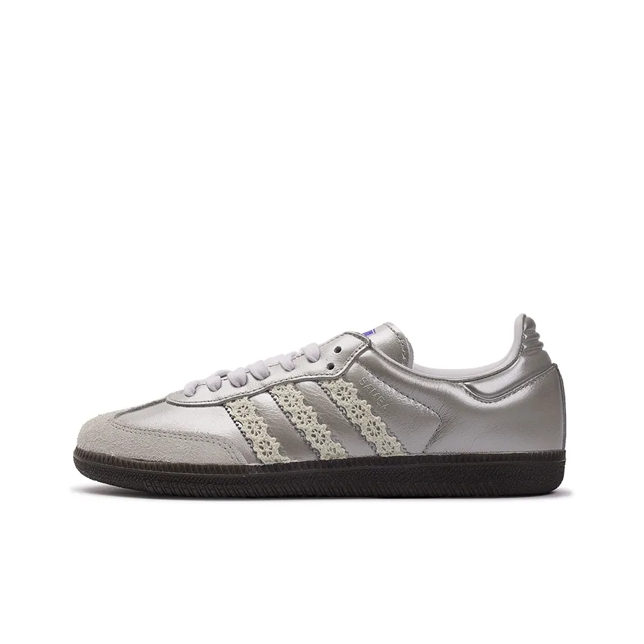 Adidas Samba - Custom GAT Shoes Silver Lace Trim
