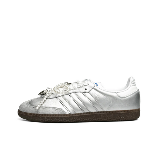 Adidas Samba - Custom GAT Shoes Silver Pearl Accessories