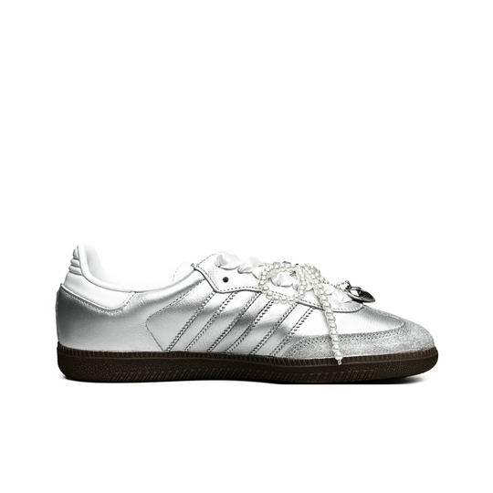 Adidas Samba - Custom GAT Shoes Silver Pearl Accessories
