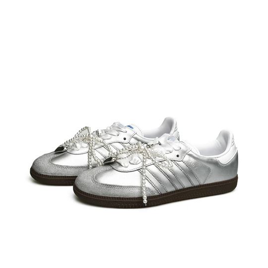 Adidas Samba - Custom GAT Shoes Silver Pearl Accessories