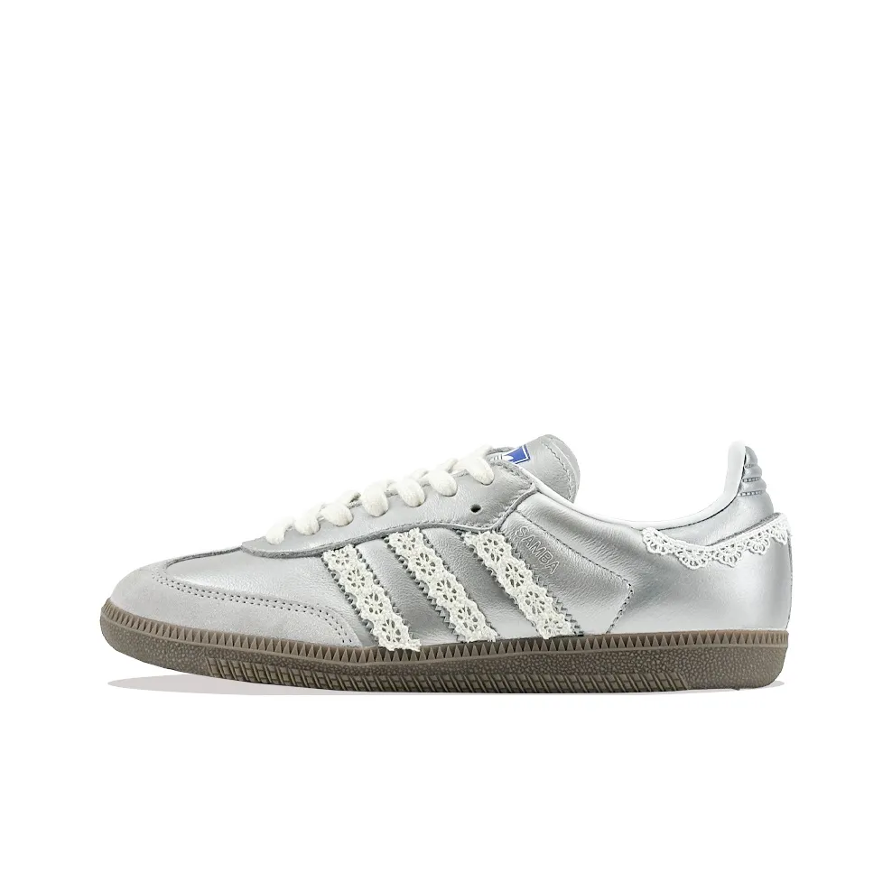 Adidas Samba - Custom GAT Shoes Silver With Lace