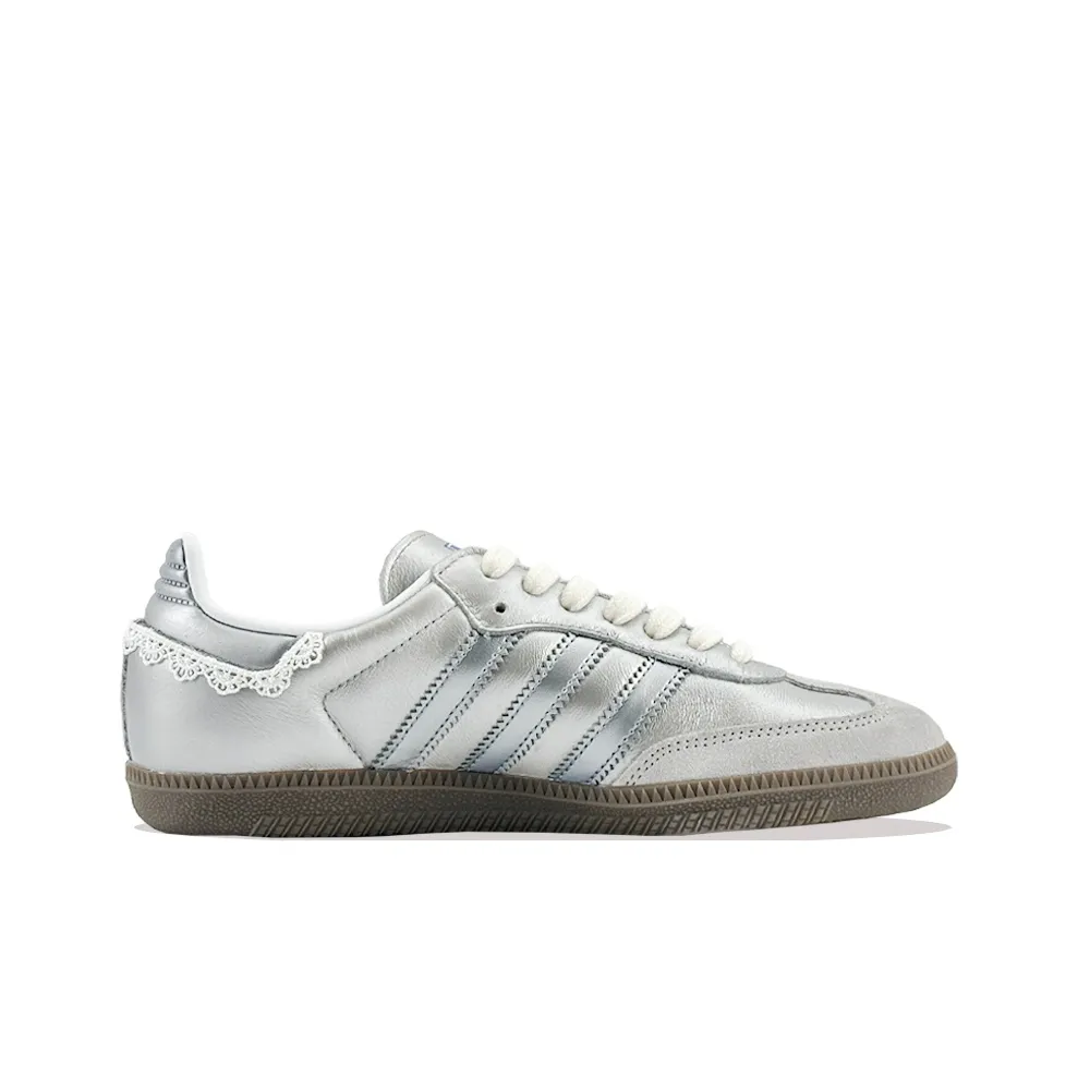 Adidas Samba - Custom GAT Shoes Silver With Lace