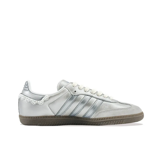 Adidas Samba - Custom GAT Shoes Silver With Lace