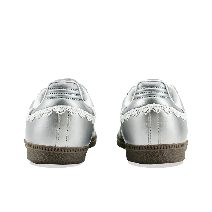 Adidas Samba - Custom GAT Shoes Silver With Lace