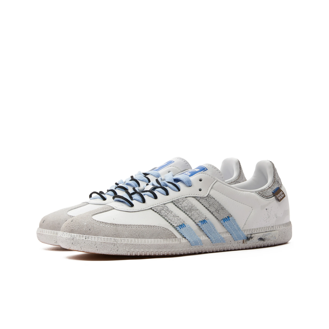Adidas Samba - Custom GAT Shoes White Baby Blue Grey With Distressed Details