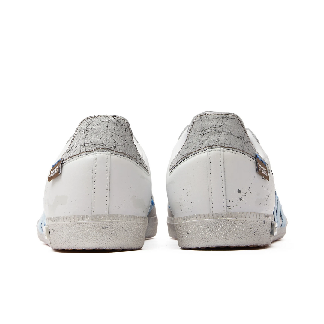 Adidas Samba - Custom GAT Shoes White Baby Blue Grey With Distressed Details