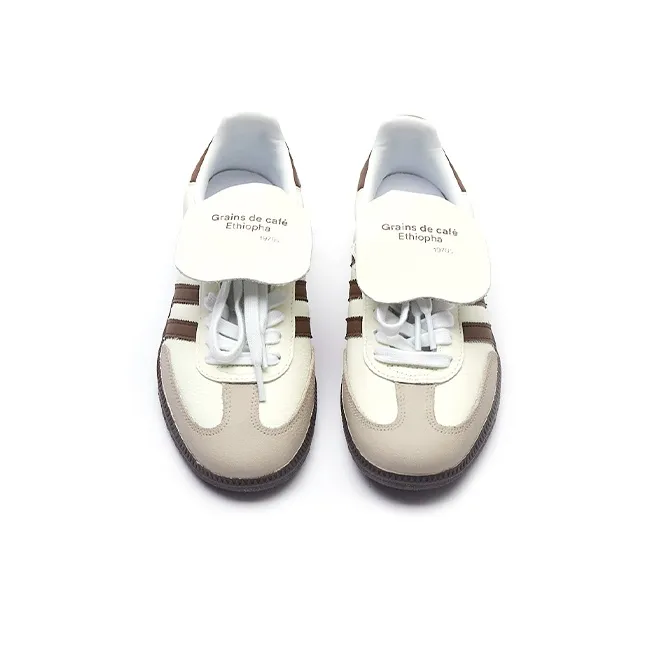 Adidas Samba - Custom GAT Shoes White Brown Stripes