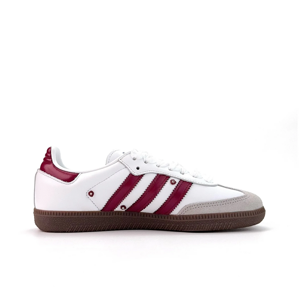 Adidas Samba - Custom GAT Shoes White Burgundy With Heart Charm
