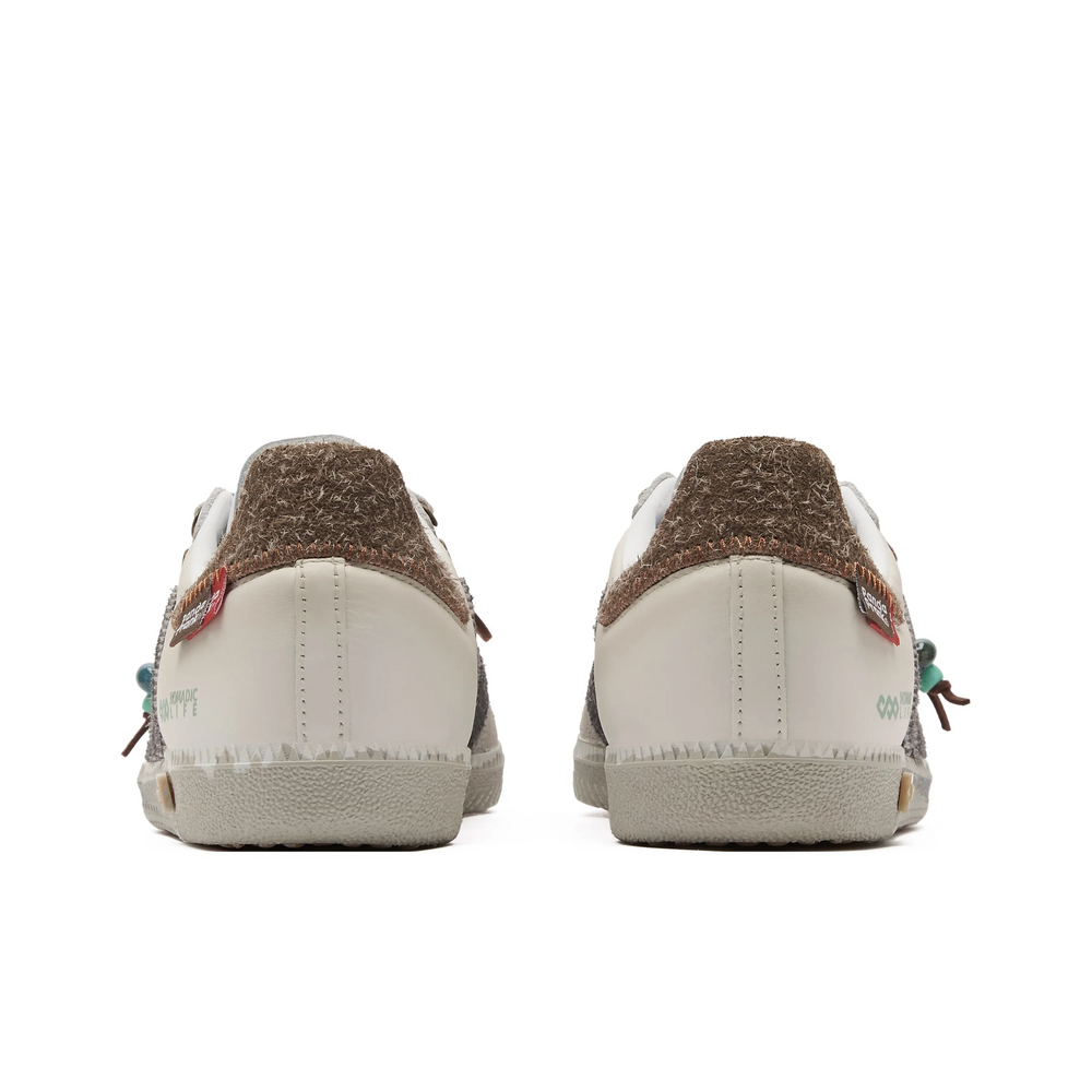 Adidas Samba - Custom GAT Shoes White Gray Brown With Green Beads